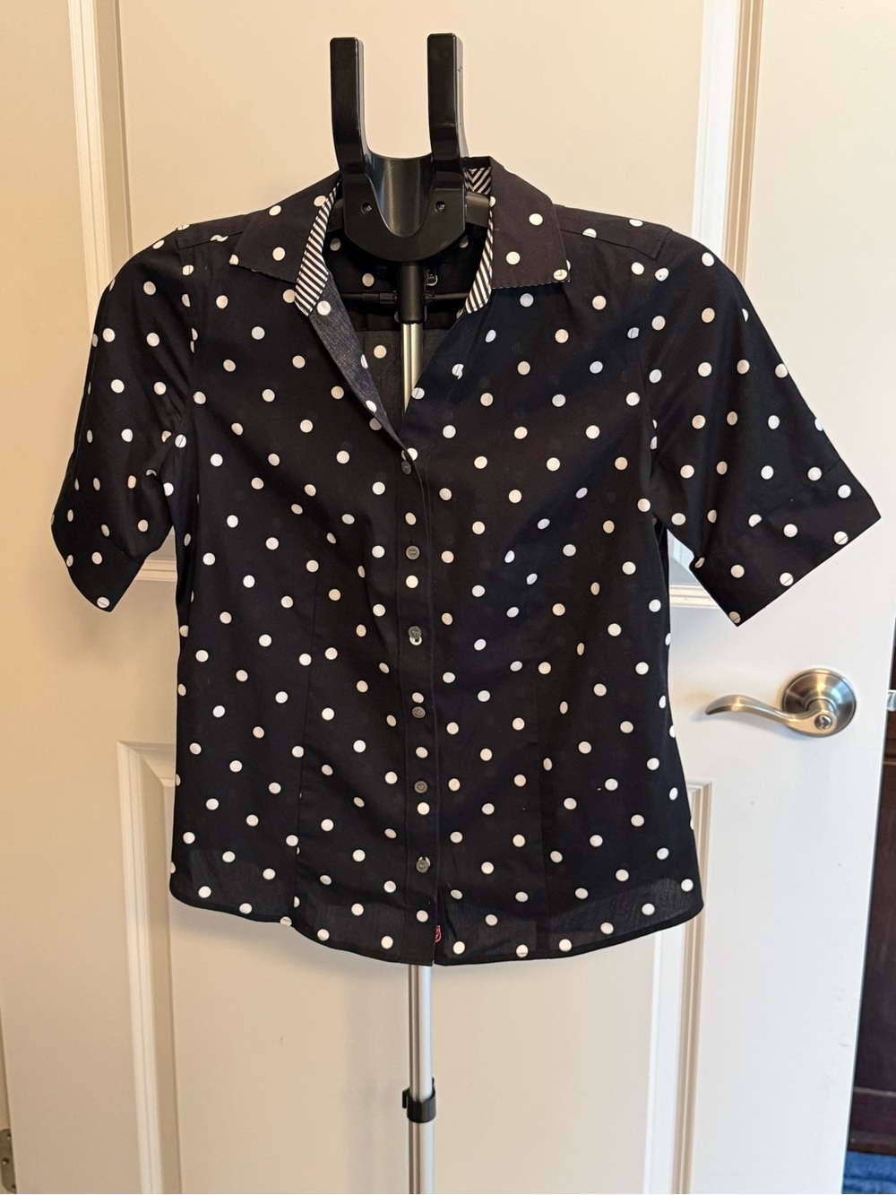 Talbots Black Polka Dot Button-Down Shirt
